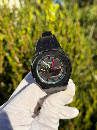 Montre CasiOak Custom – Full Black Bluetooth - Mod G-Shock GAB2100