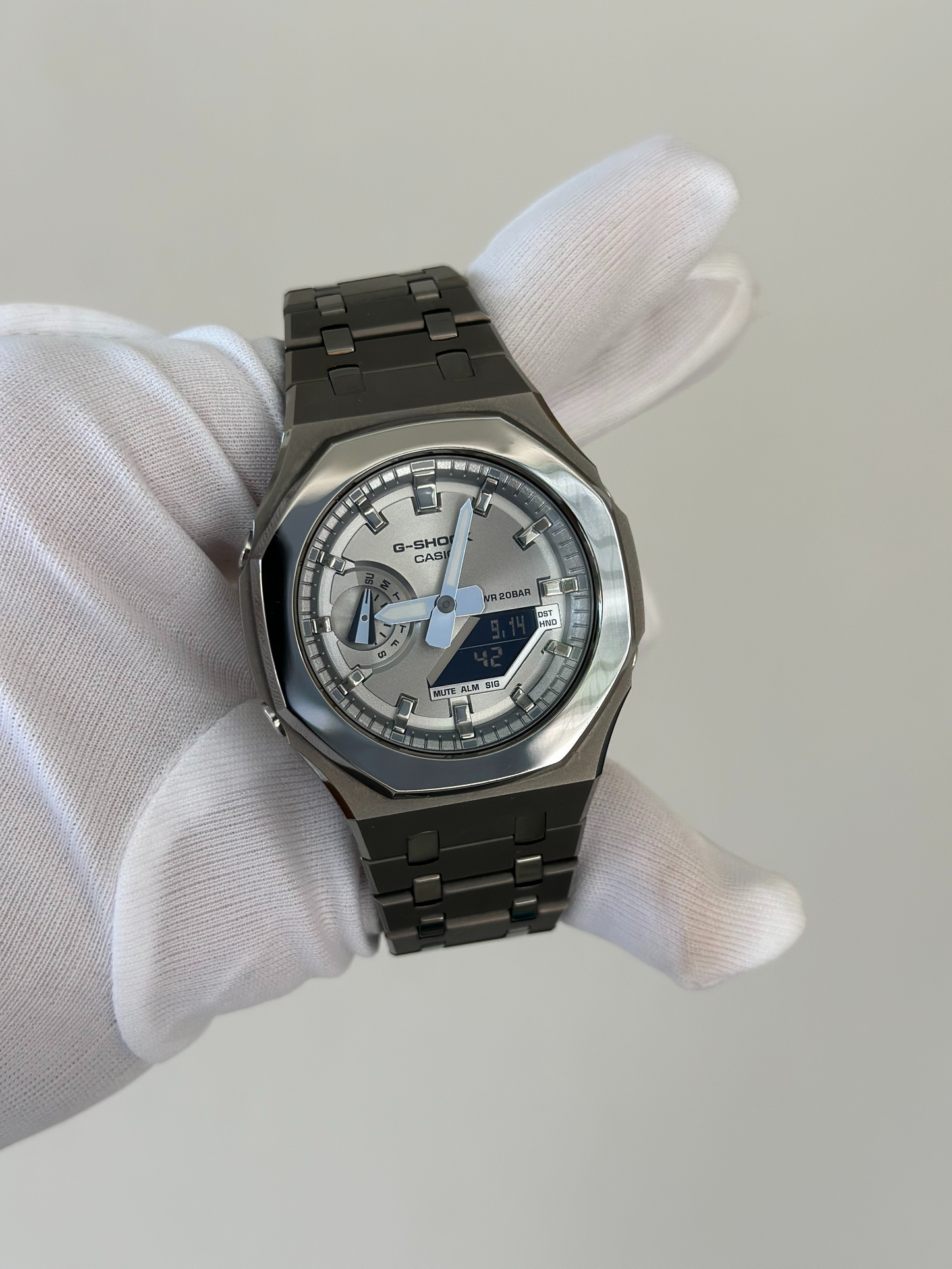 Montre CasiOak Custom – Metal Grey Mirror Polish - Mod G-Shock GA2100
