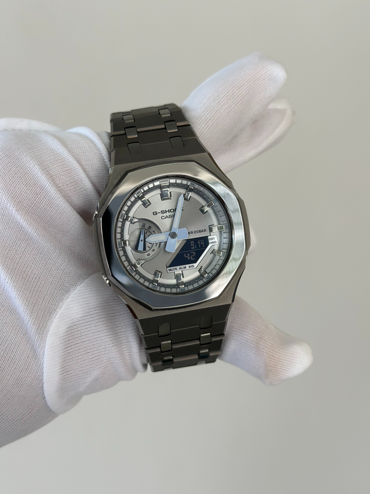 Montre CasiOak Custom – Metal Grey Mirror Polish - Mod G-Shock GA2100