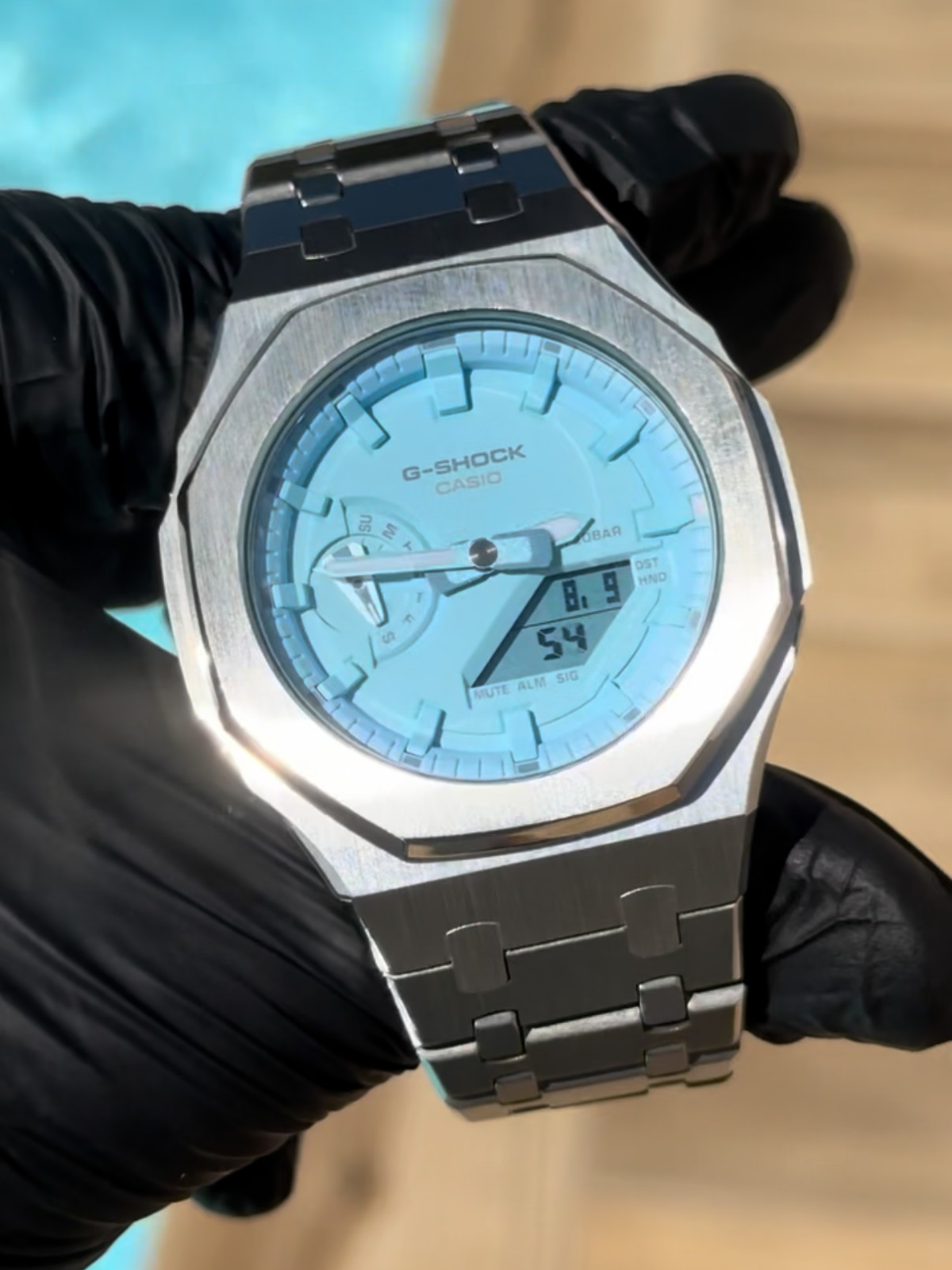 Montre CasiOak Custom – Silver Sky Blue - Mod G-Shock GA2100