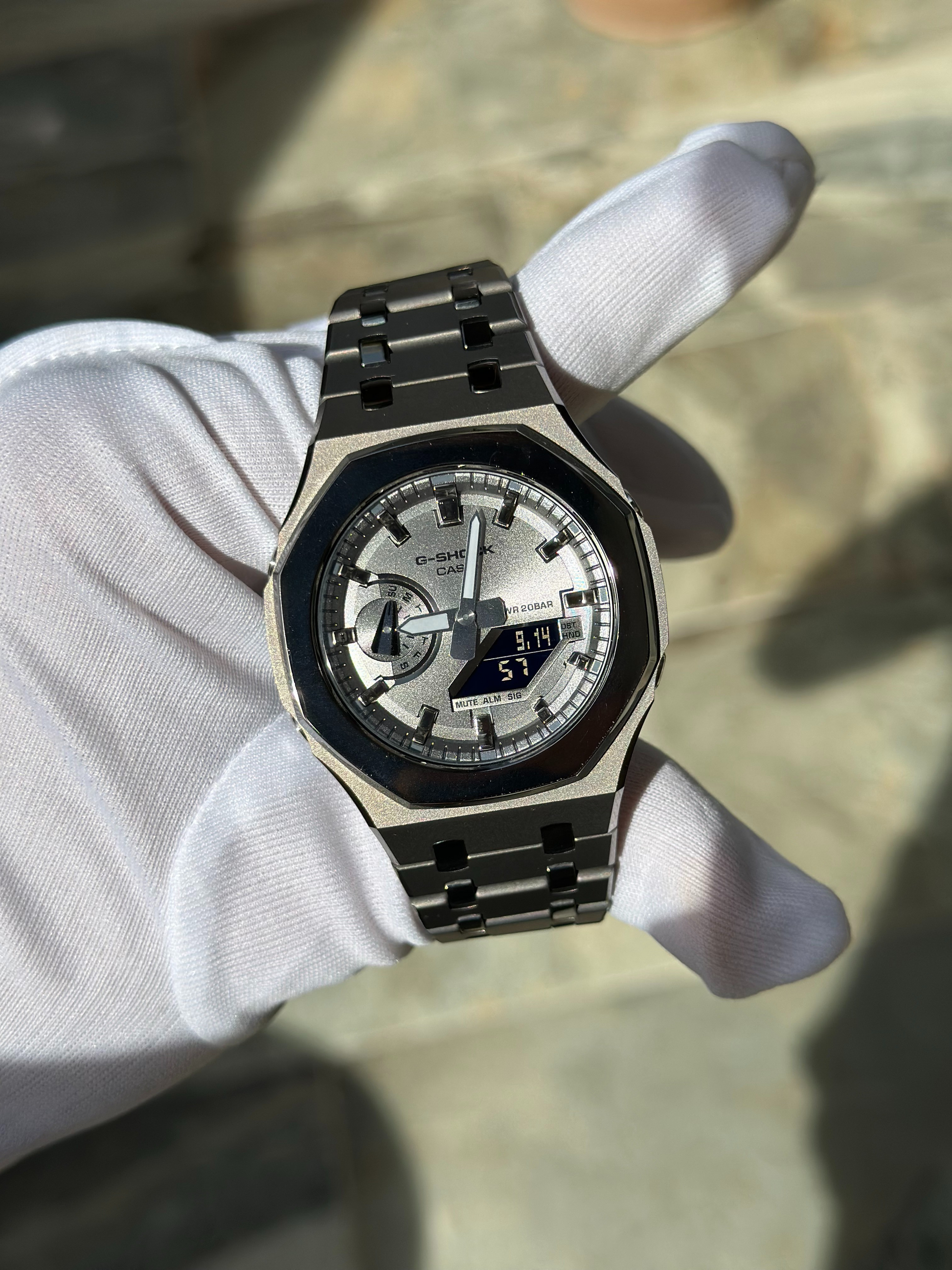 Montre CasiOak Custom – Metal Grey Mirror Polish - Mod G-Shock GA2100