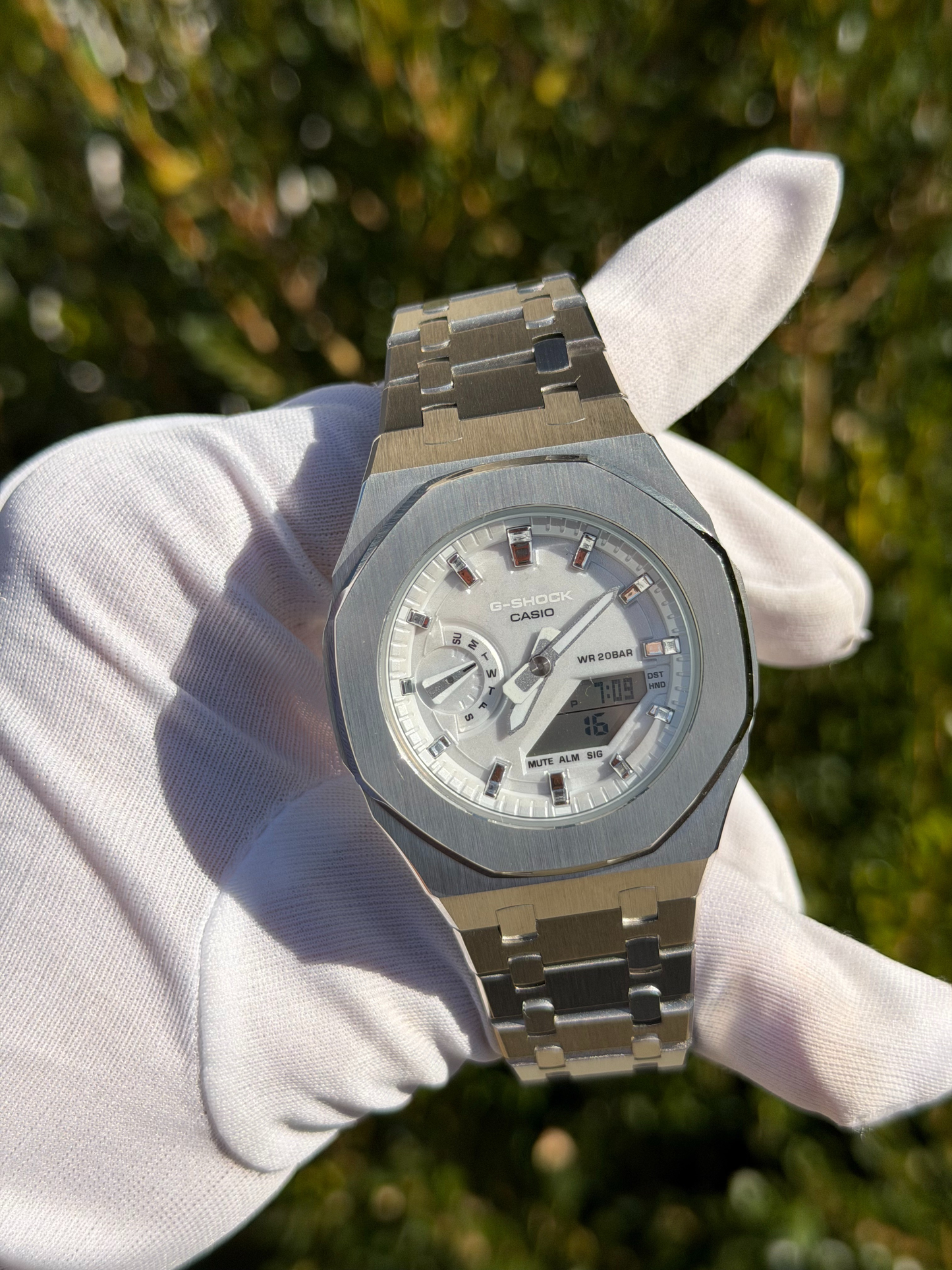 Casio G-Shock GMA2100 – Metal Silver | Custom Casioak | Montre Unisexe | Mod premium | Cadeau Unisex | Custom watch | Modded G-Shock