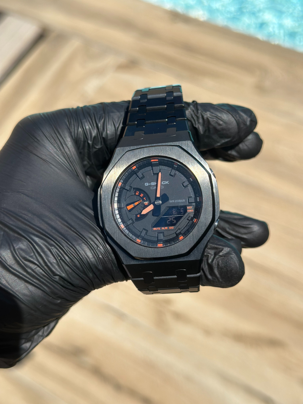 Montre CasiOak Custom – Black Orange Steel - Mod G-Shock GA2100