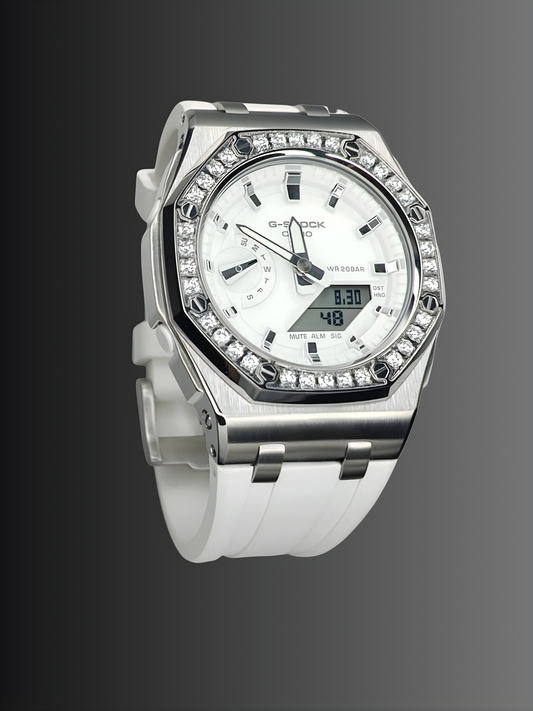 Montre CasiOak Custom – Diamond Full White - Mod G-Shock GMAS2100