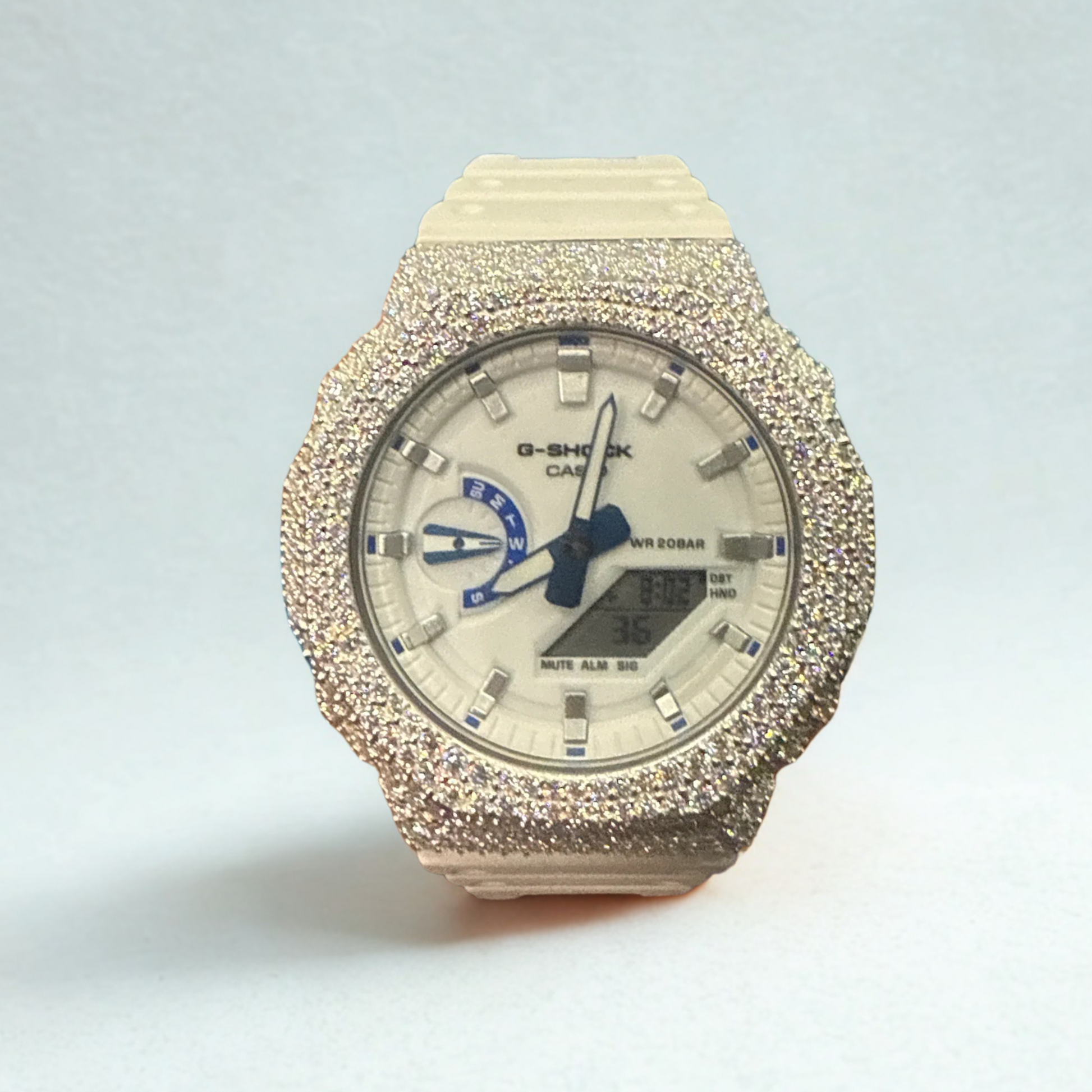 Montre CasiOak Custom Hip Hop – Moissanite 925 Silver Iced Luminous Dial - Mod G-Shock GA2100