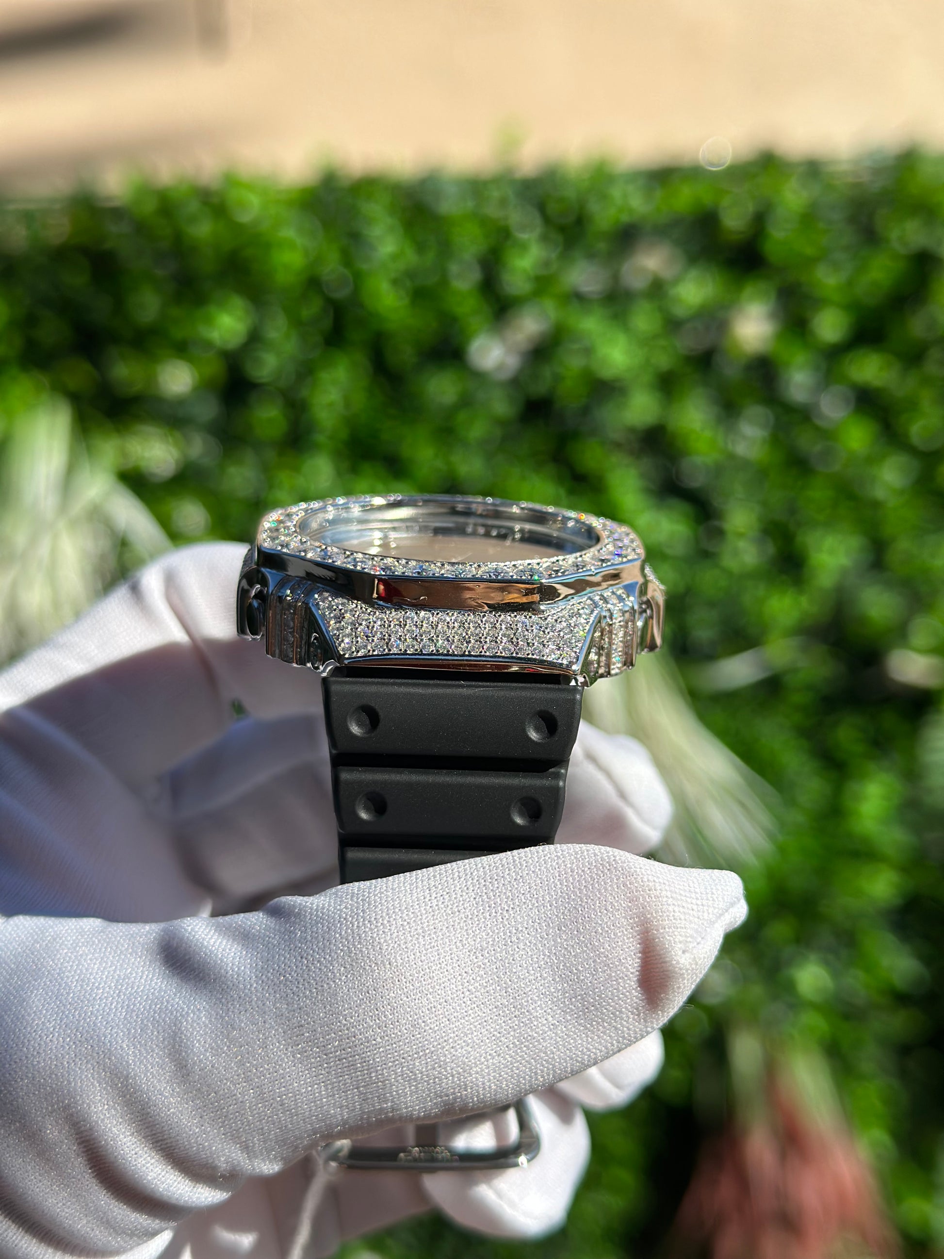 Montre G-Shock Custom Hip Hop – Moissanite 925 Full Silver IcedOut - Luxury Mod GA2100
