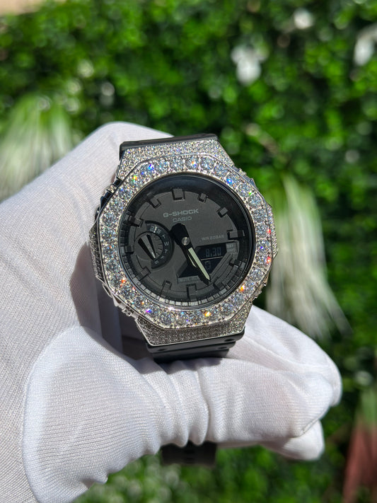 Montre G-Shock Custom Hip Hop – Moissanite 925 Silver IcedOut - Luxury Mod GA2100