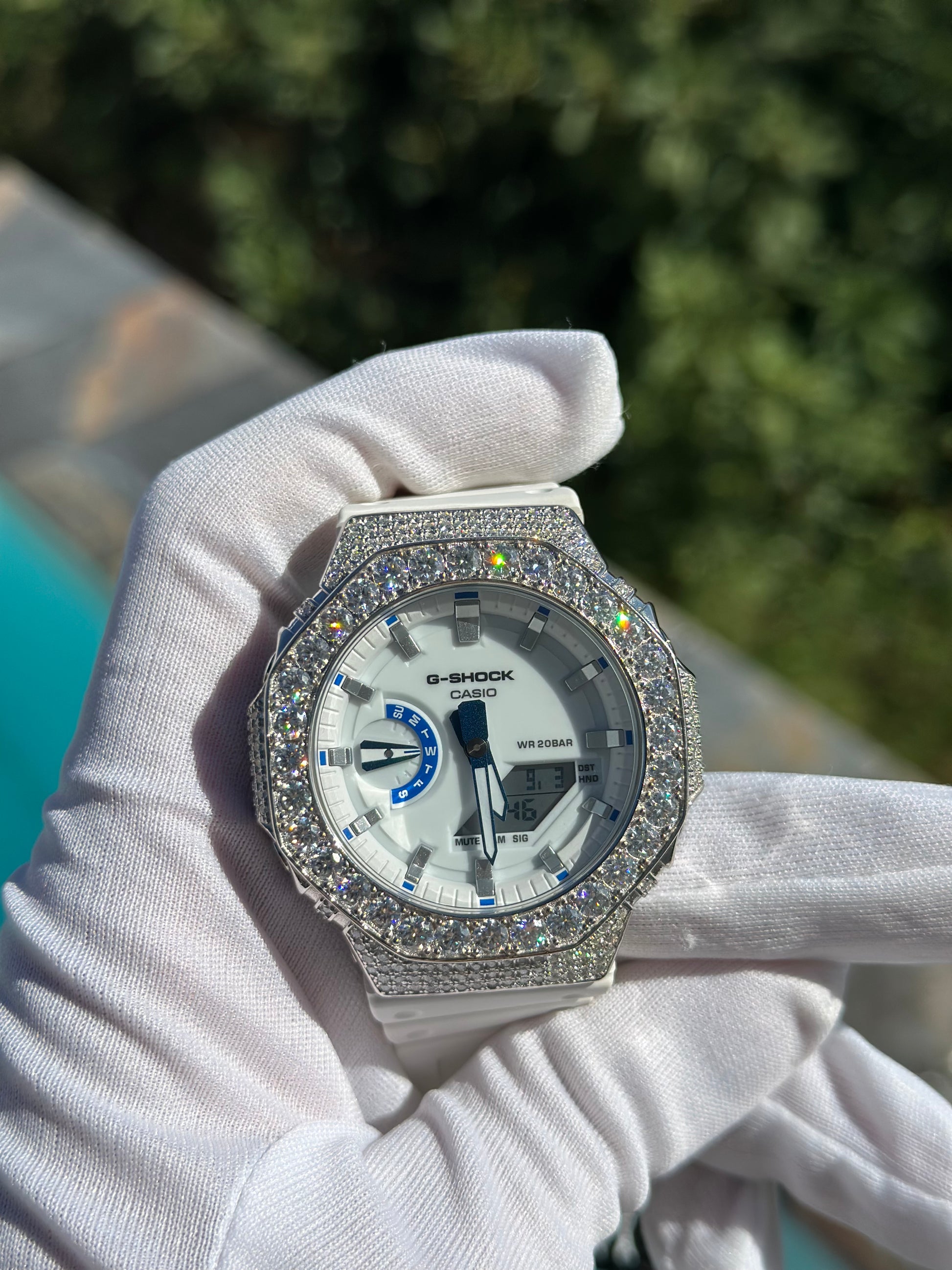 Montre G-Shock Custom Hip Hop – Moissanite 925 Silver IcedOut Luminous Dial - Luxury Mod GA2100