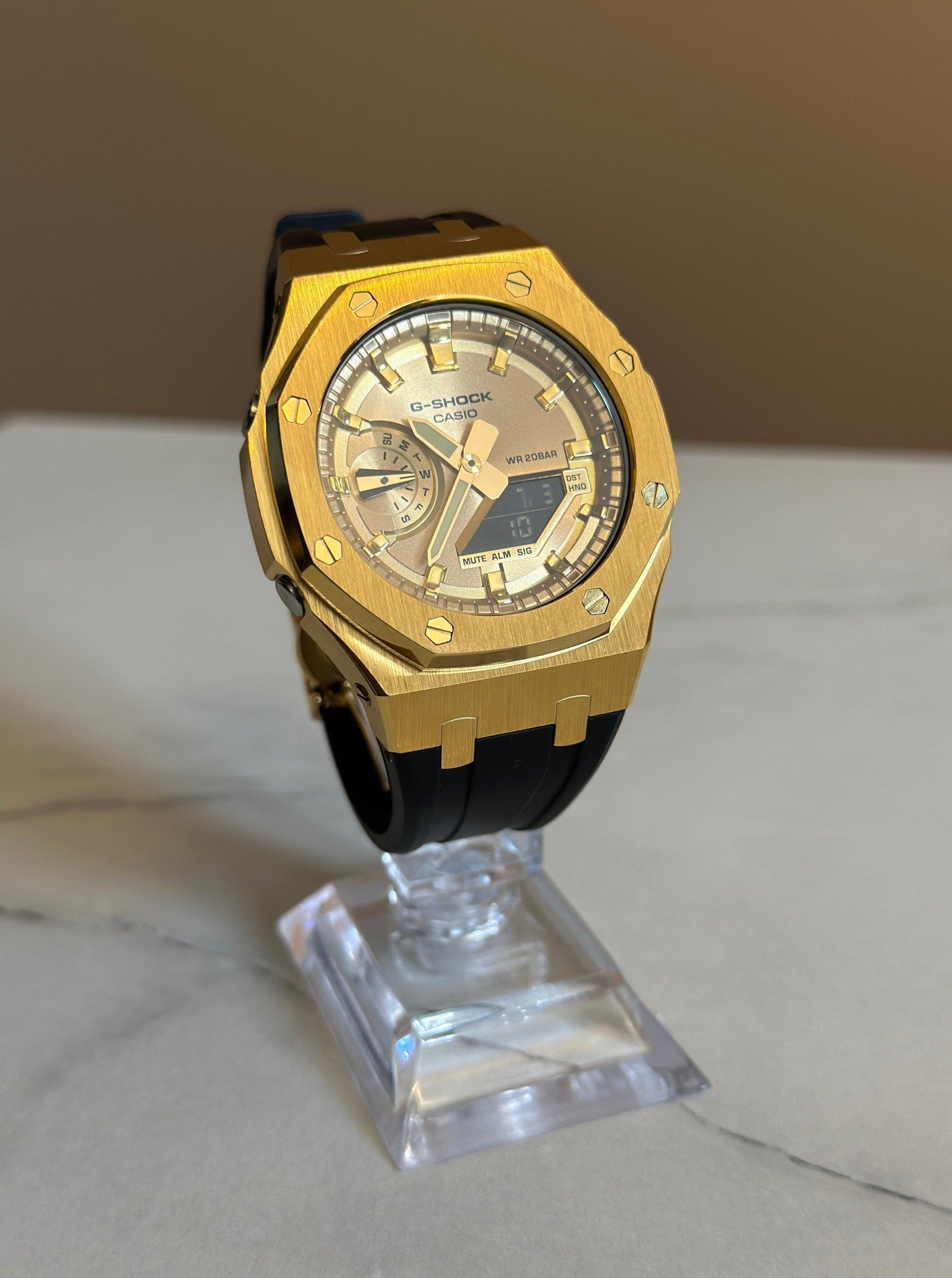 Montre CasiOak Custom - Black Yellow Gold - ChronoCustom