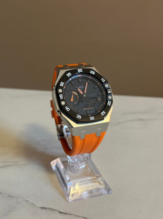 Montre CasiOak Custom Offshore - Orange Special Edition Numbered Bezel - ChronoCustom