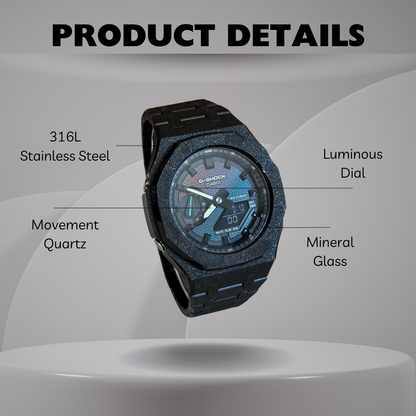 Casio G-Shock Mod Watch - Black Frosted - GA-2100 Custom Casioak 