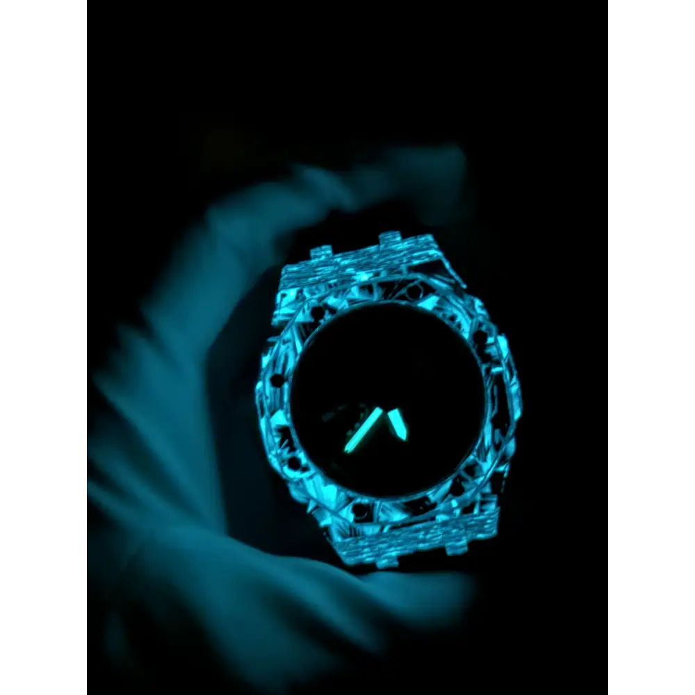 Montre CasiOak Custom – Black Carbon Fiber Luminous Full Blue - Mod G-Shock GA2100