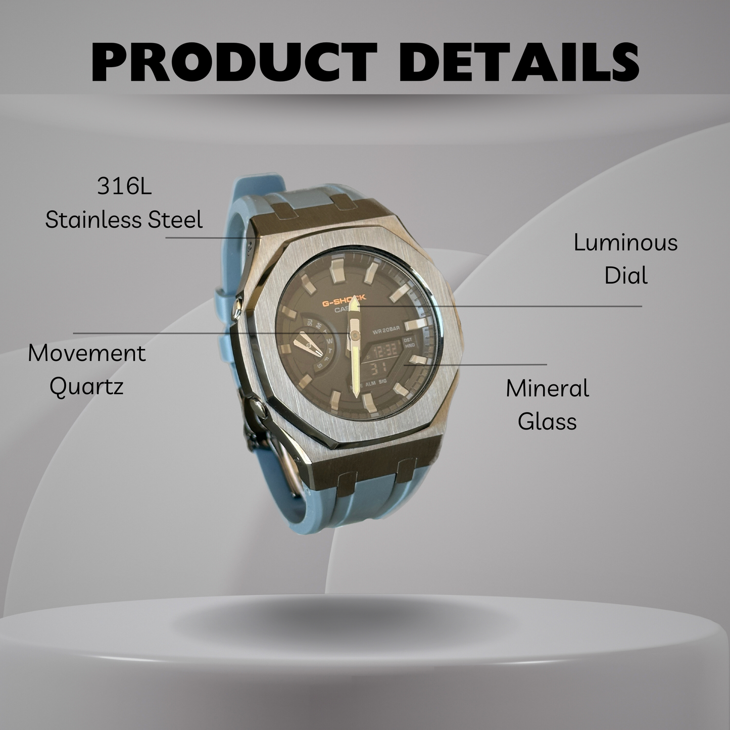 Montre CasiOak Custom – Nardo Grey - Mod G-Shock GA2100