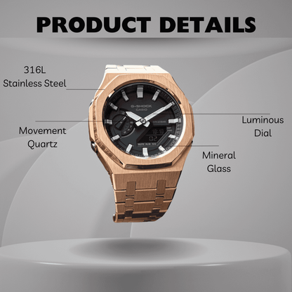 Montre CasiOak Custom – Rose Gold White - Mod G-Shock GA2100