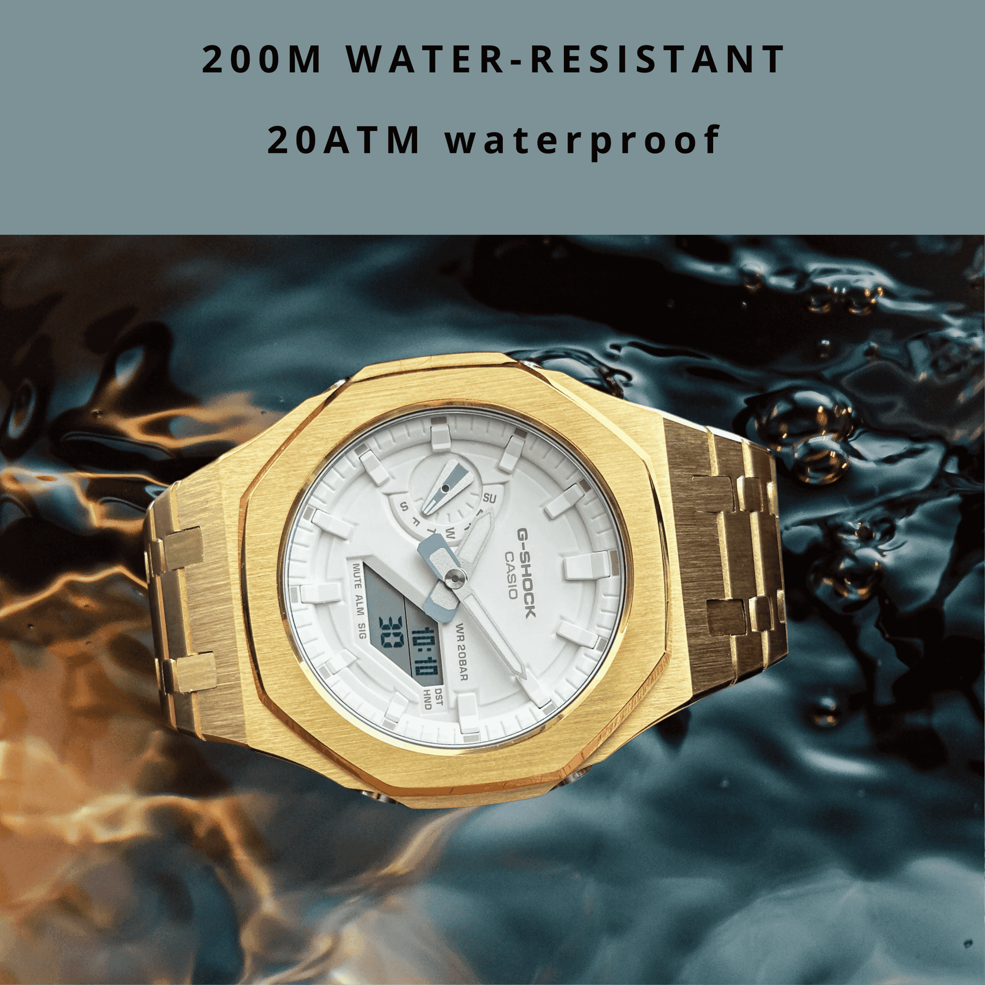 Montre CasiOak Custom – Full Gold White - Mod G-Shock GA2100