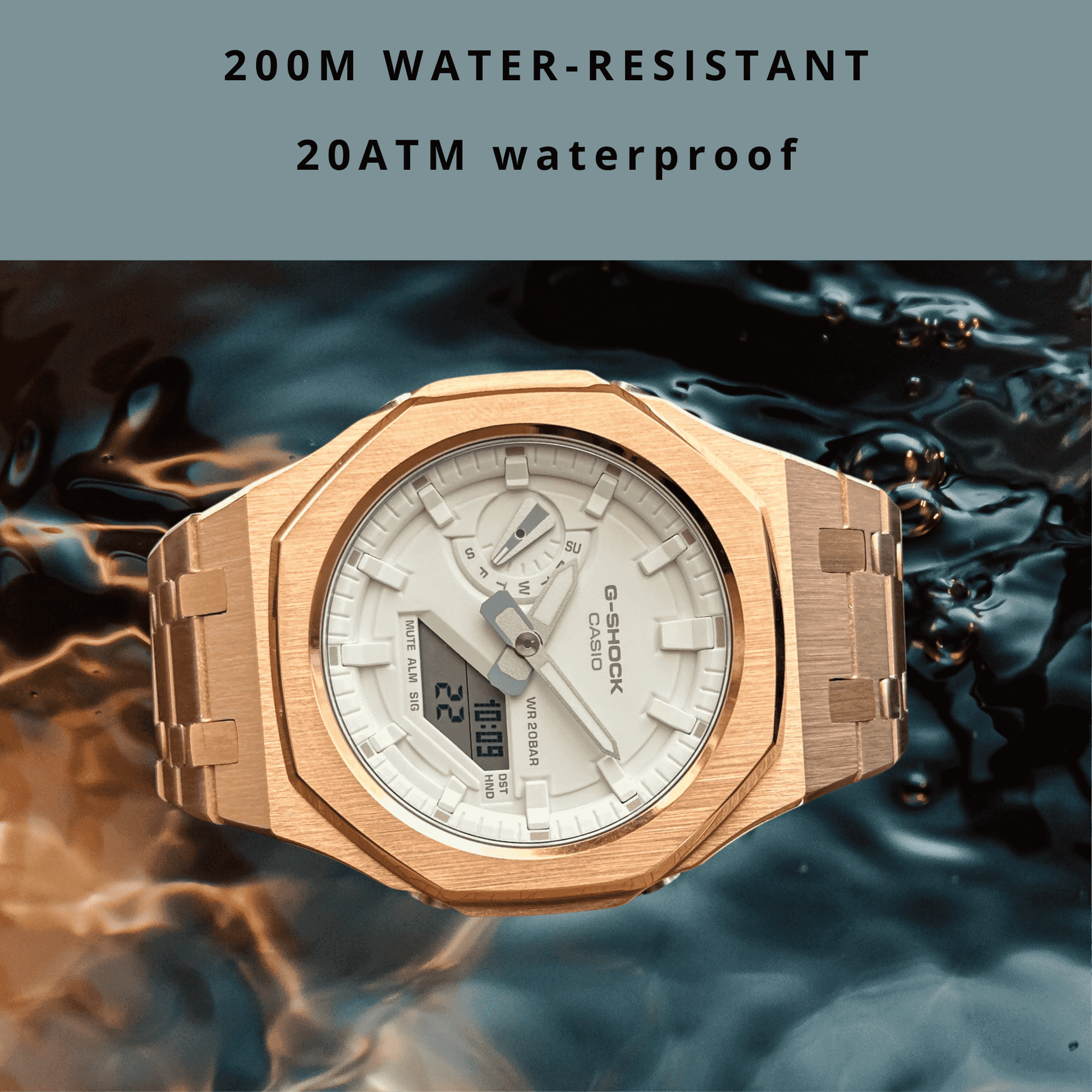 Montre CasiOak Custom – Full Rose Gold White - Mod G-Shock GA2100