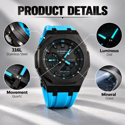 Casio G-Shock Mod Watch - Black Blue - GA-2100 Custom Casioak