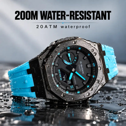 Casio G-Shock Mod Watch - Black Blue - GA-2100 Custom Casioak