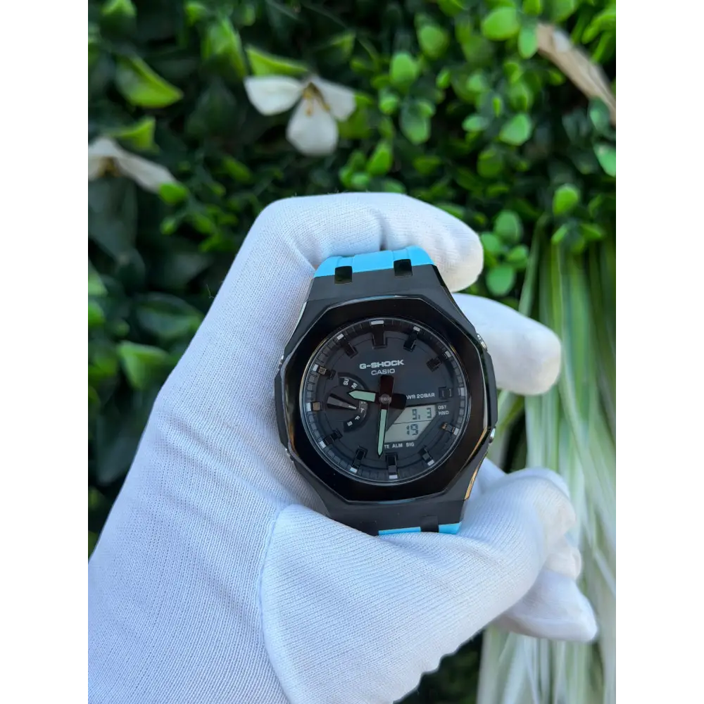 Montre CasiOak Custom – Black Blue Mirror Polish - Mod G-Shock GA2100