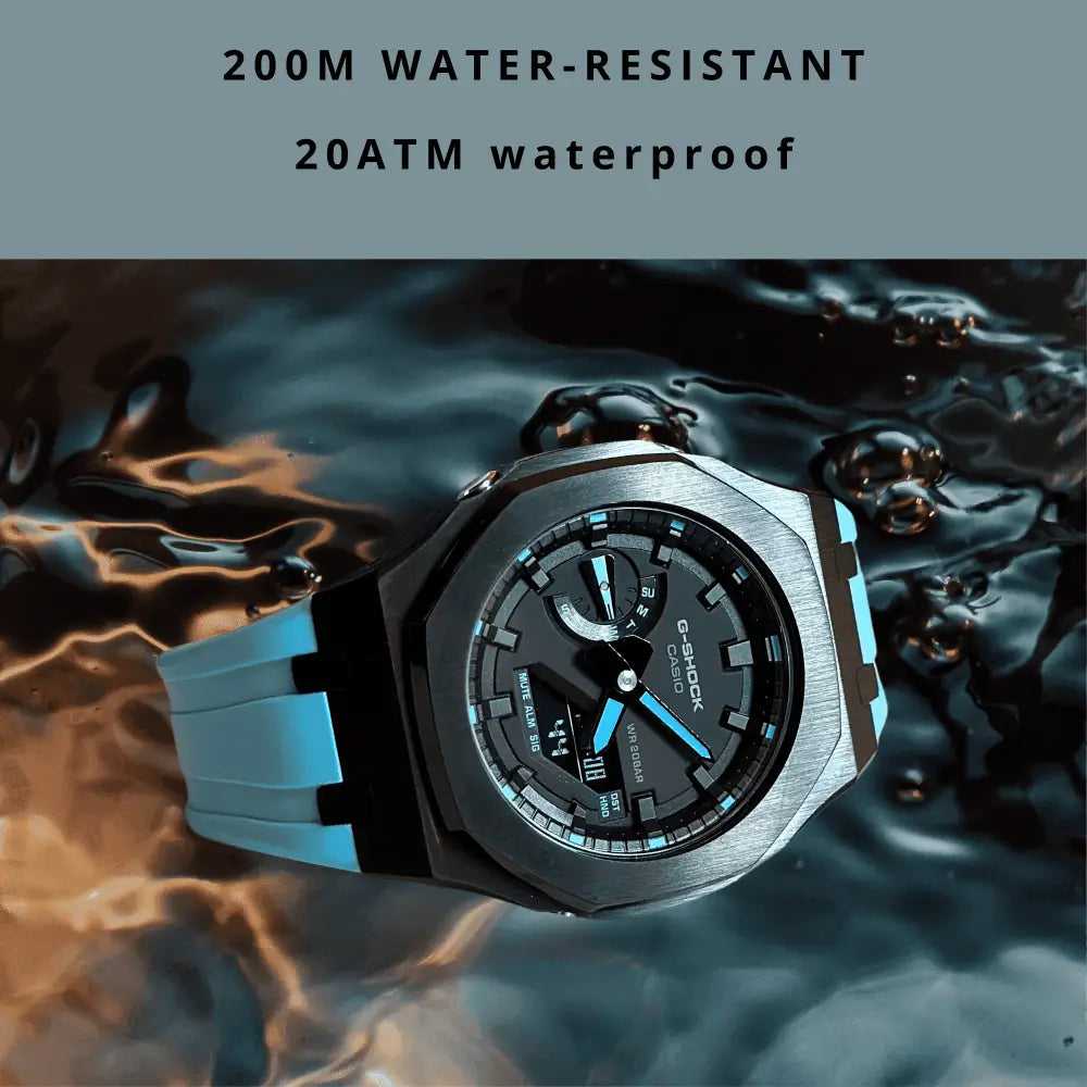 Casio G-Shock Mod Watch - Black Blue - GA-2100 Custom Casioak - ChronoCustom