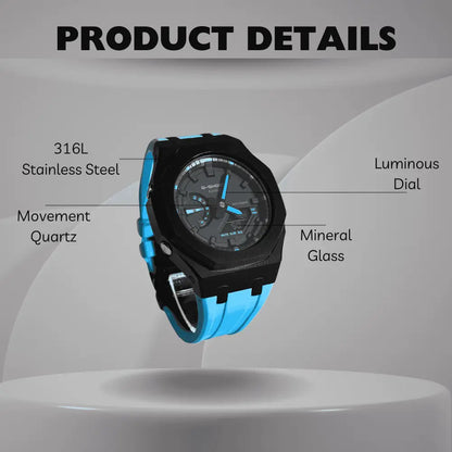 Casio G-Shock Mod Watch - Black Blue - GA-2100 Custom Casioak - ChronoCustom