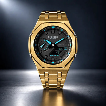 Montre CasiOak Custom – Black Blue Steel - Mod G-Shock GA2100