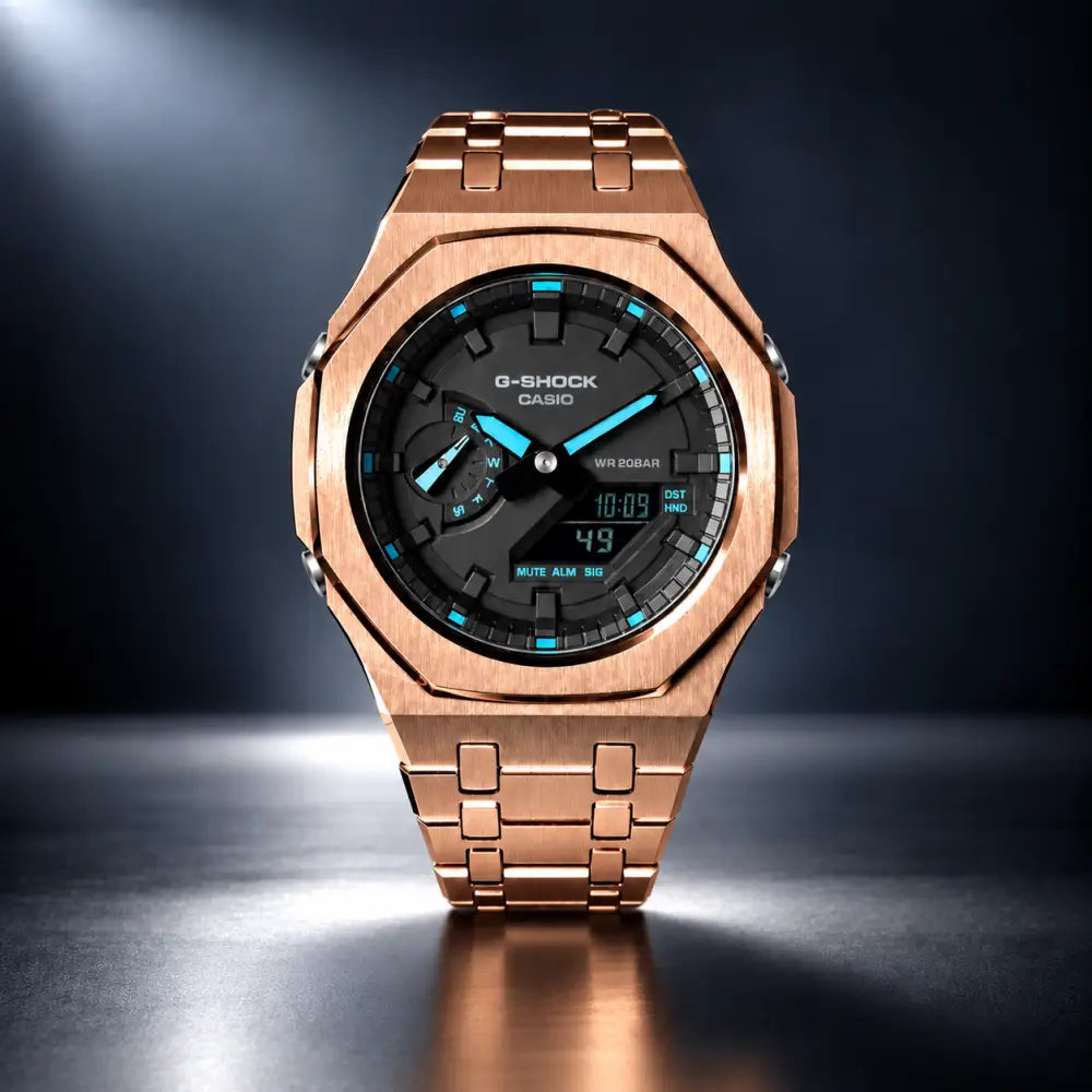 Montre CasiOak Custom – Black Blue Steel - Mod G-Shock GA2100