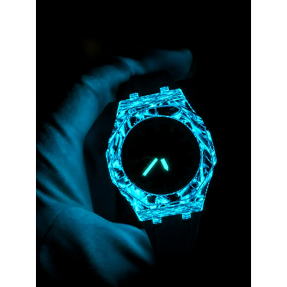 Montre CasiOak Custom – Black Carbon Fiber Luminous Full Blue