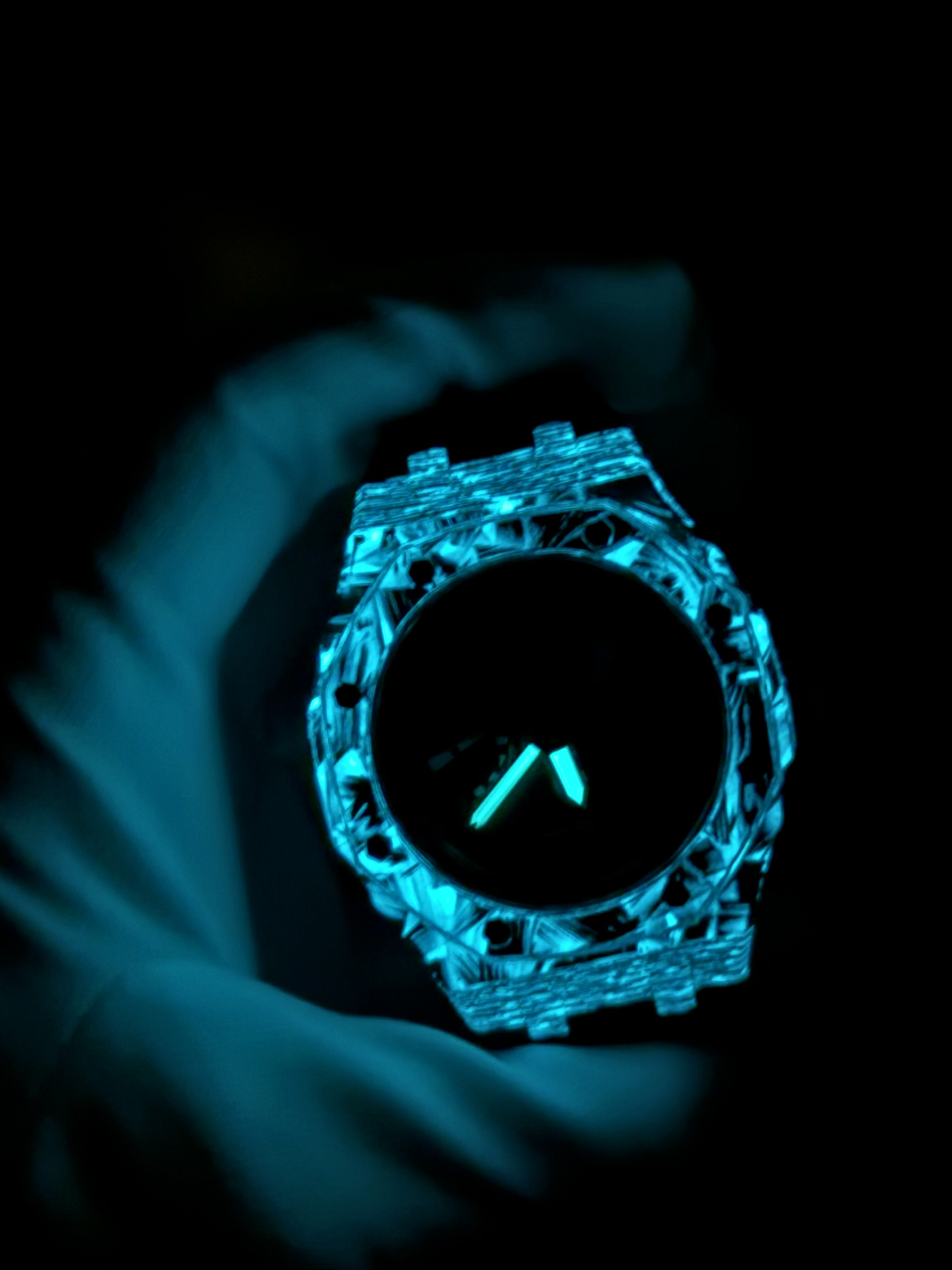 Montre CasiOak Custom – Black Carbon Fiber Luminous Full Blue - Mod G-Shock GA2100