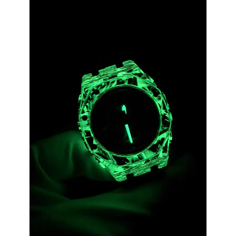 Montre CasiOak Custom – Black Carbon Fiber Luminous Full Green - Mod G-Shock GA2100