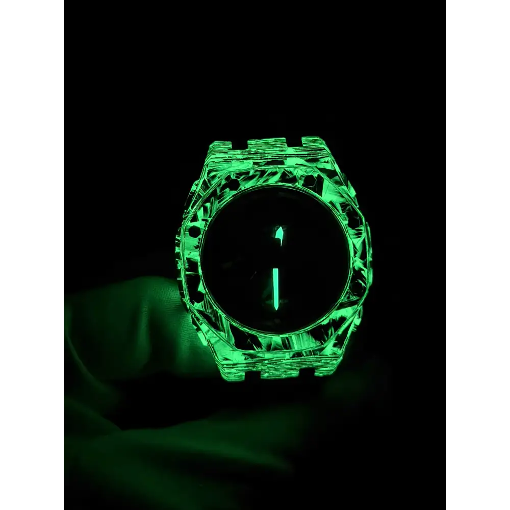 Montre CasiOak Custom – Black Carbon Fiber Luminous Full Green - Mod G-Shock GA2100
