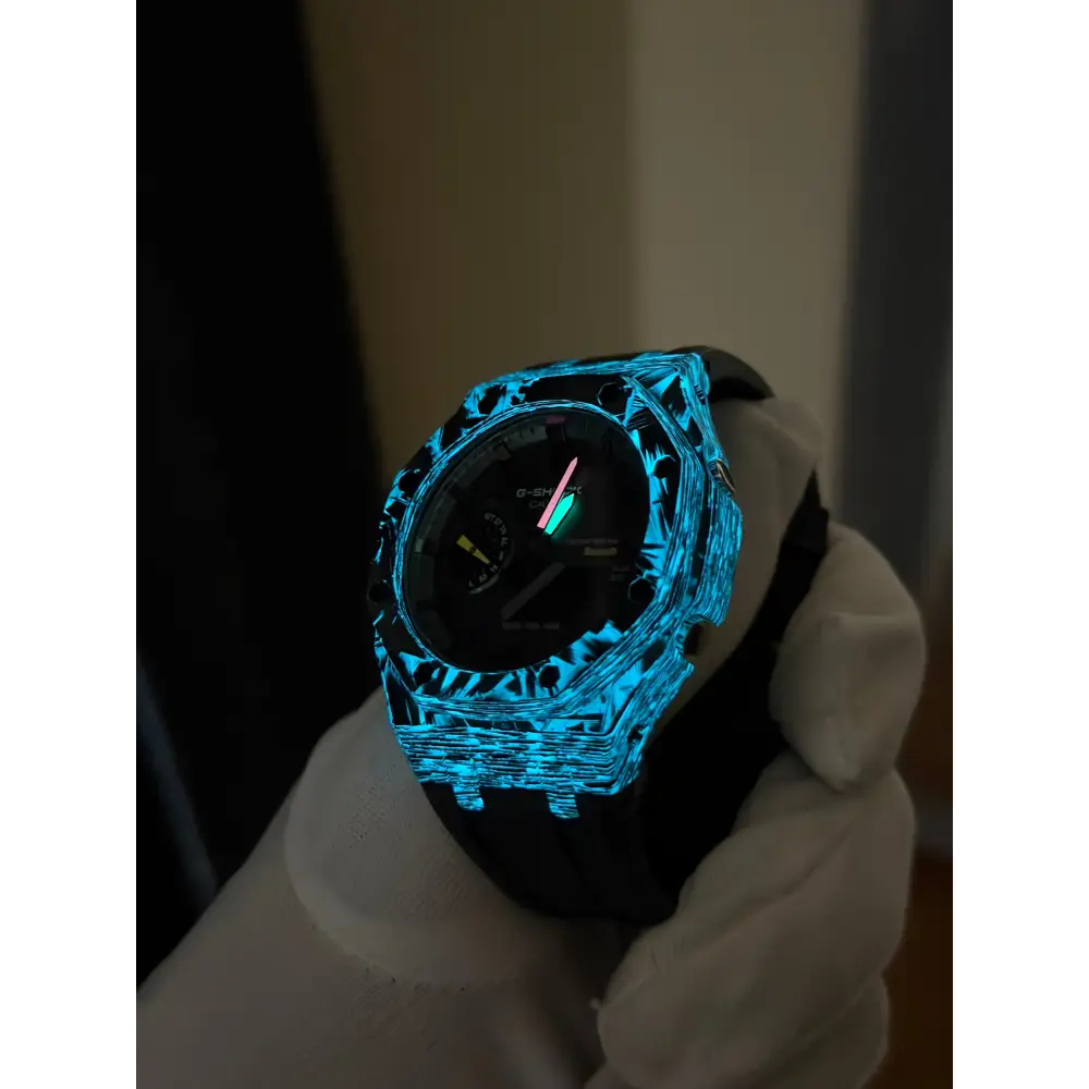 Casio G-Shock GA2100 – Black Carbon Fiber Luminous | Custom Casioak | Men's watch | Mod premium | Men's Gift | Custom watch | Modded G-Shock