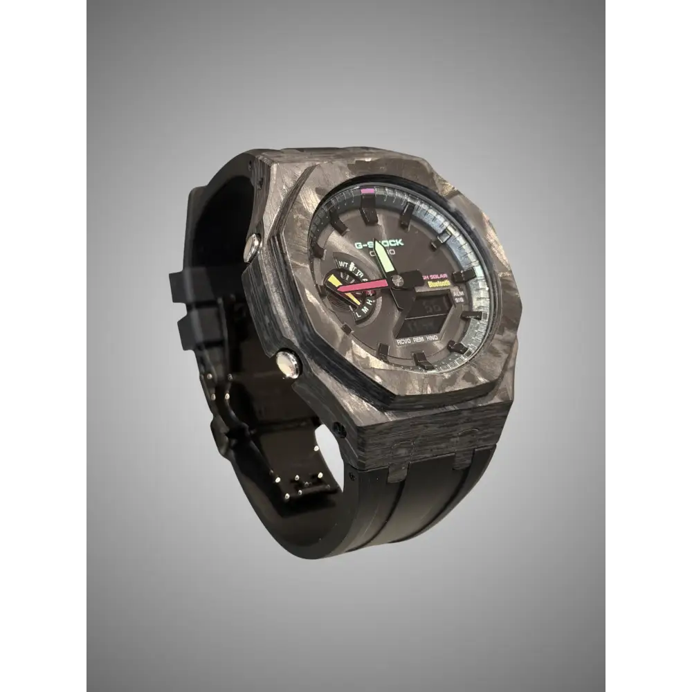 Casio G-Shock GA2100 – Black Carbon Fiber Luminous | Custom Casioak | Men's watch | Mod premium | Men's Gift | Custom watch | Modded G-Shock - ChronoCustom