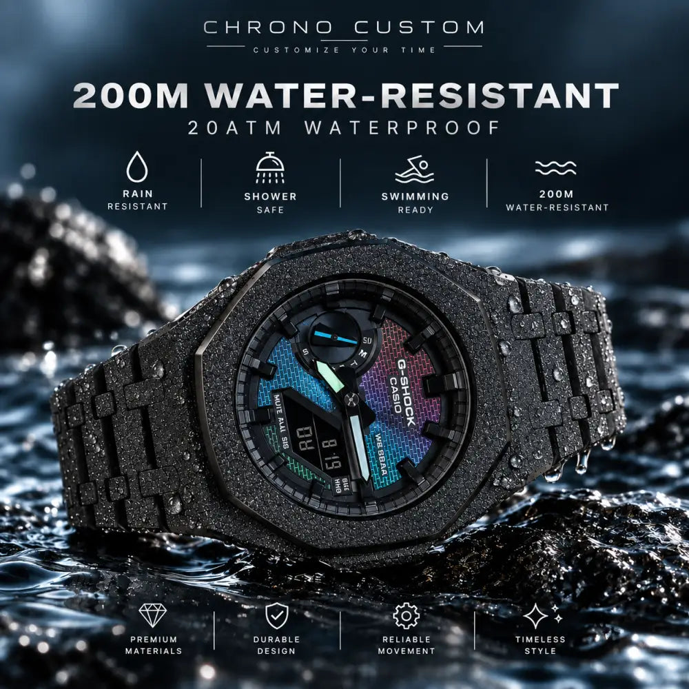 Casio G-Shock Mod Watch - Black Frosted - GA-2100 Custom Casioak - ChronoCustom