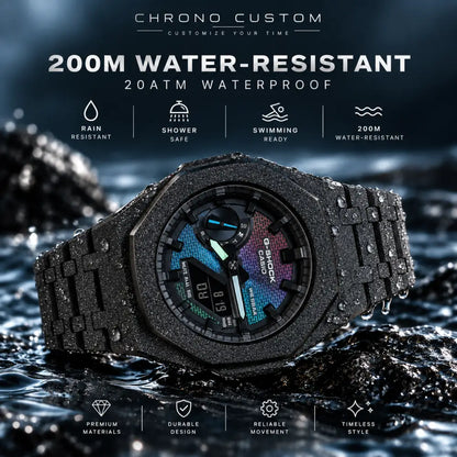 Casio G-Shock Mod Watch - Black Frosted - GA-2100 Custom Casioak - ChronoCustom