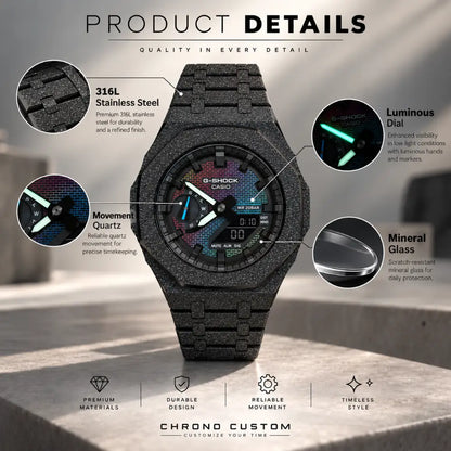 Casio G-Shock Mod Watch - Black Frosted - GA-2100 Custom Casioak - ChronoCustom