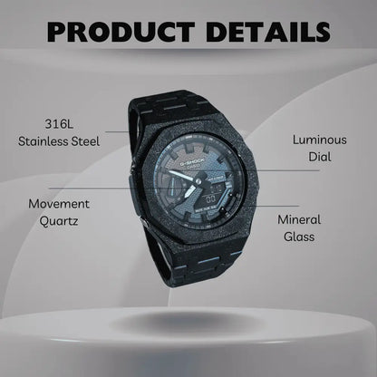 Casio G-Shock Mod Watch - Black Frosted - GA-2100 Custom Casioak - ChronoCustom