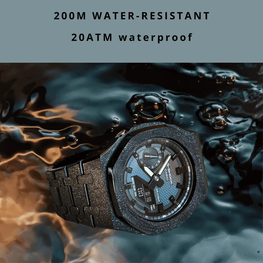 Casio G-Shock Mod Watch - Black Frosted - GA-2100 Custom Casioak - ChronoCustom