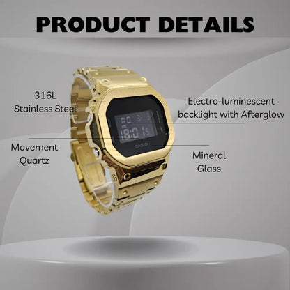 Casio G-Shock Mod Watch - Black Gold - DW5600 Custom Casioak - ChronoCustom