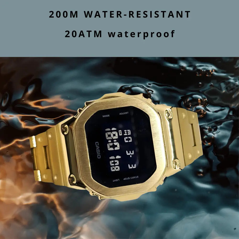 Casio G-Shock Mod Watch - Black Gold - DW5600 Custom Casioak - ChronoCustom