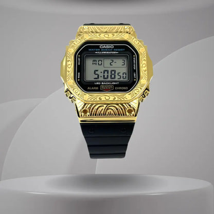 Casio G-Shock Mod Watch - Black Gold Pattern - DW5600 Custom Casioak