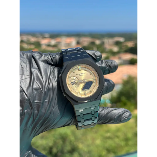 Montre CasiOak Custom – Black Gold Steel - Mod G-Shock GA2100