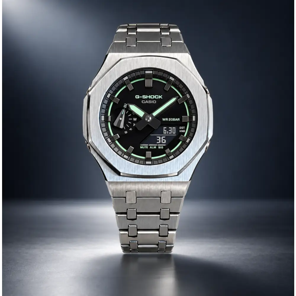 Casio G-Shock Mod Watch - Black Green - GA-2100 Custom Casioak