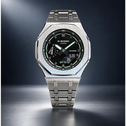 Casio G-Shock Mod Watch - Black Green - GA-2100 Custom Casioak