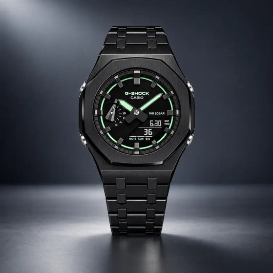 Casio G-Shock Mod Watch - Black Green - GA-2100 Custom Casioak