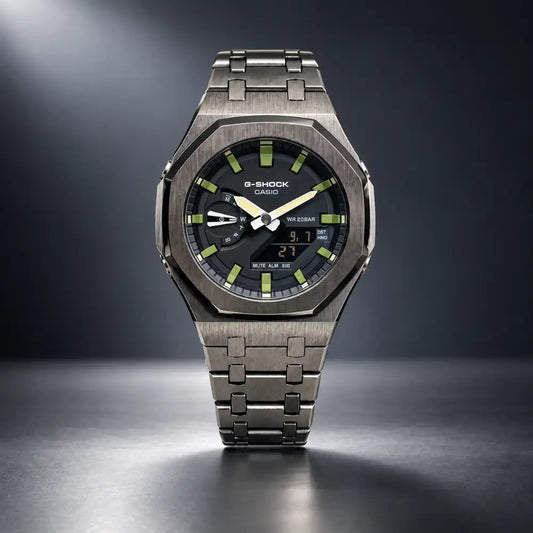 Casio G-Shock Mod Watch - Black Green Olive - GA-2100 Custom Casioak
