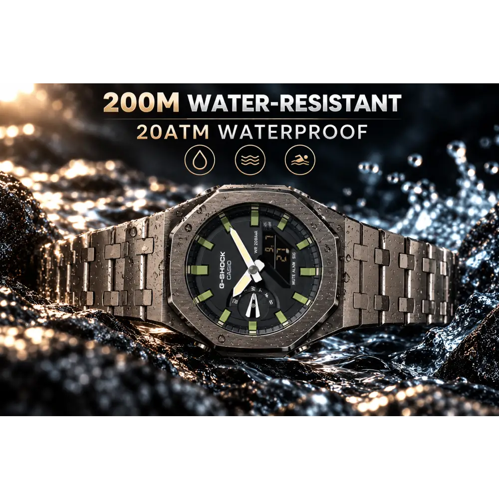 Casio G-Shock Mod Watch - Black Green Olive - GA-2100 Custom Casioak