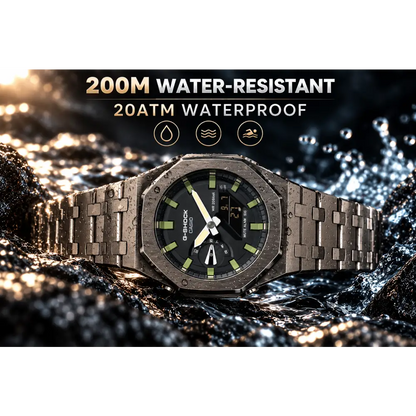 Casio G-Shock Mod Watch - Black Green Olive - GA-2100 Custom Casioak