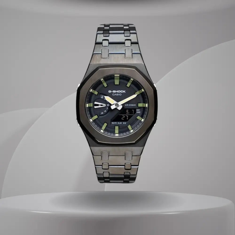 Casio G-Shock Mod Watch - Black Green Olive - GA-2100 Custom Casioak - ChronoCustom
