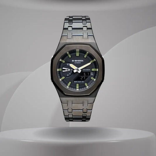 Casio G-Shock Mod Watch - Black Green Olive - GA-2100 Custom Casioak - ChronoCustom